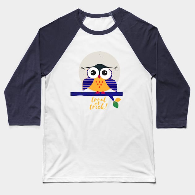 Halloween Scary Owl Baseball T-Shirt by showmemars